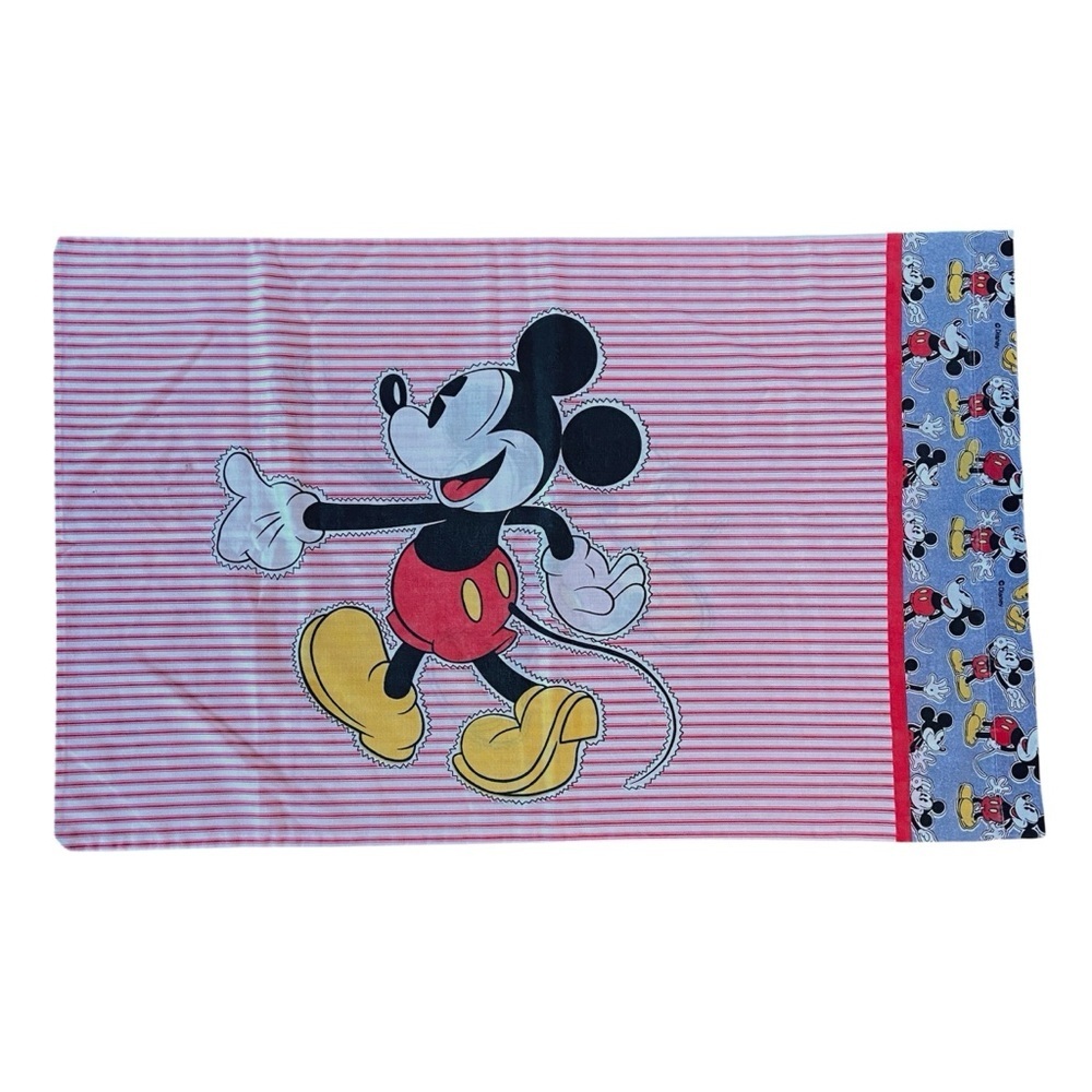 Vintage Disney Mickey Mouse Stripe Pillowcase 32x20”
